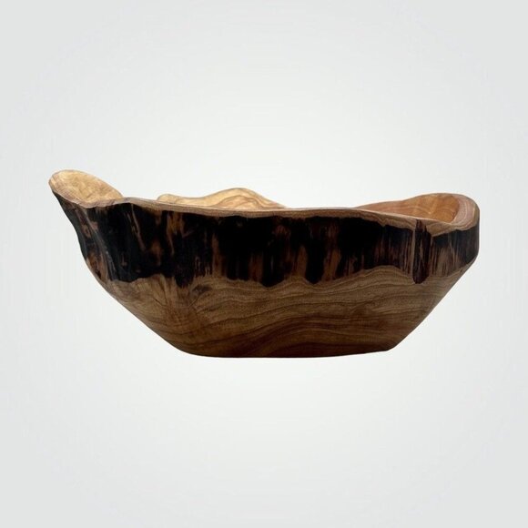 Shan Mu Wood Bowl Natural Live Edge Decorative Bowl Root Carved w Age Rings (M) - Picture 4 of 10